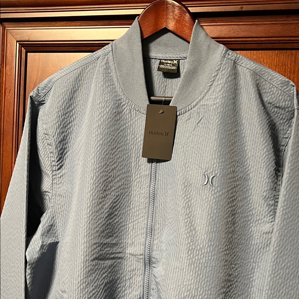 Brand New Hurley Lightweight Bluish Gray Sports Bomber Jacket!